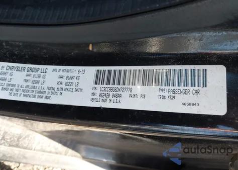 2013 Chrysler 200 Touring из США, поврежденный, VIN 1C3CCBBG6DN727778